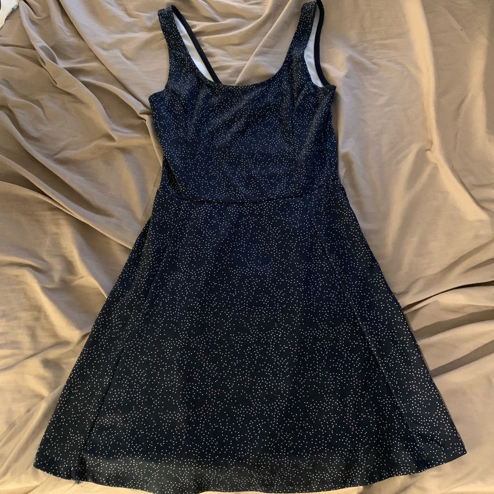 H&M Navy & White Flowy Polka Dot Dress Womens 6